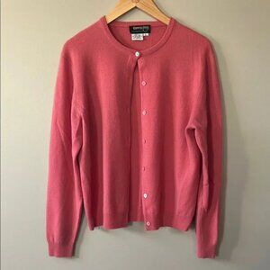 Country Shop 100% Cashmere Classic‎ Pink Cardigan Sweater Vintage Sz L